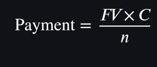 <p>Par Value X Coupon Rate / Frequency</p>