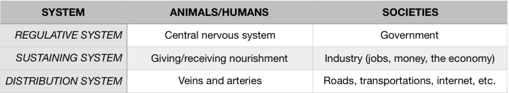 <p>W<span>hich sees society’s systems as something that can be compared to animals and/or humans their systems.</span></p>