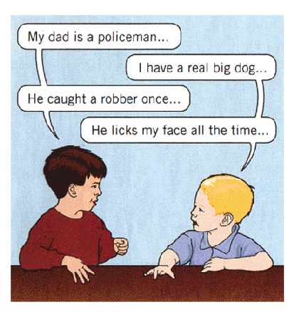 <p><strong>Egocentric conversations</strong> typically found in preschool children. </p>