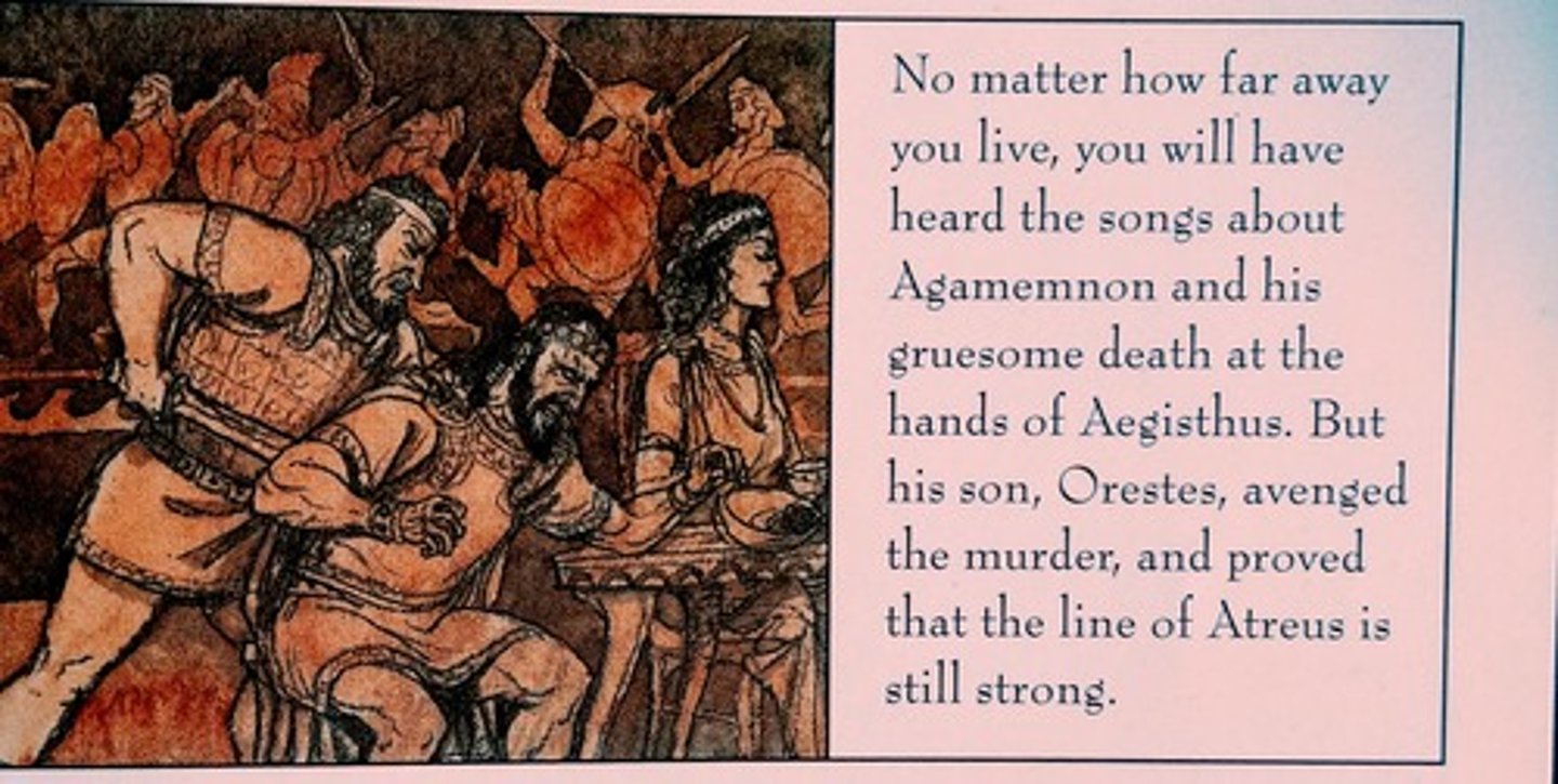 <p>DEAD. Former King of Mycenae, brother of Menelaus. Murdered by his wife Clytemnestra and her lover Aegisthus when he came home from battle. Later avenged by son Orestes.</p>