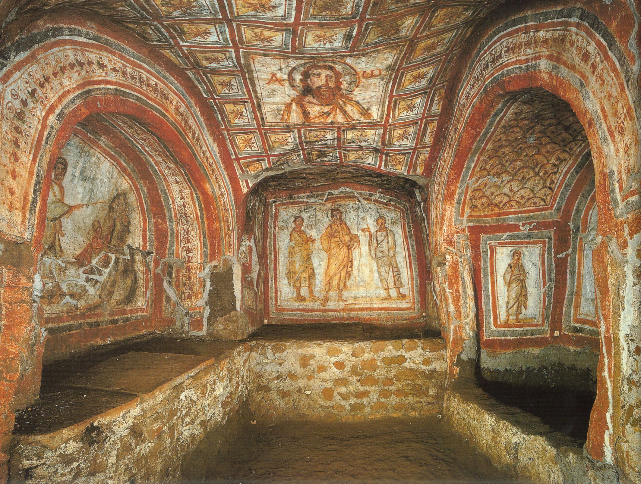 <p>Large rooms carved out of the walls in <strong>catacombs</strong>. Used as a room to store deceased bodies.</p>