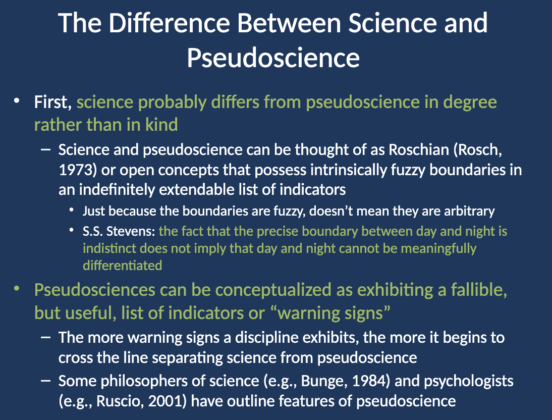<p>Stevens noted that <strong>just because the boundary between day and night is indistinct, that doesn't mean we can't meaningfully distinguish them</strong>—similarly, science and pseudoscience can still be differentiated despite fuzzy boundaries.</p>