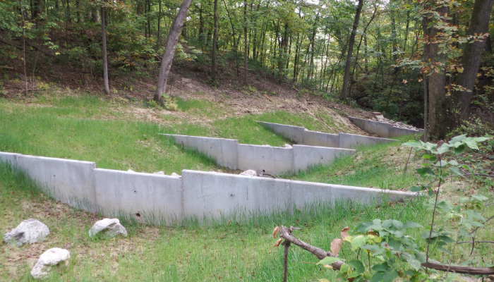 <p>small obstruction to slow down water in a stream</p>