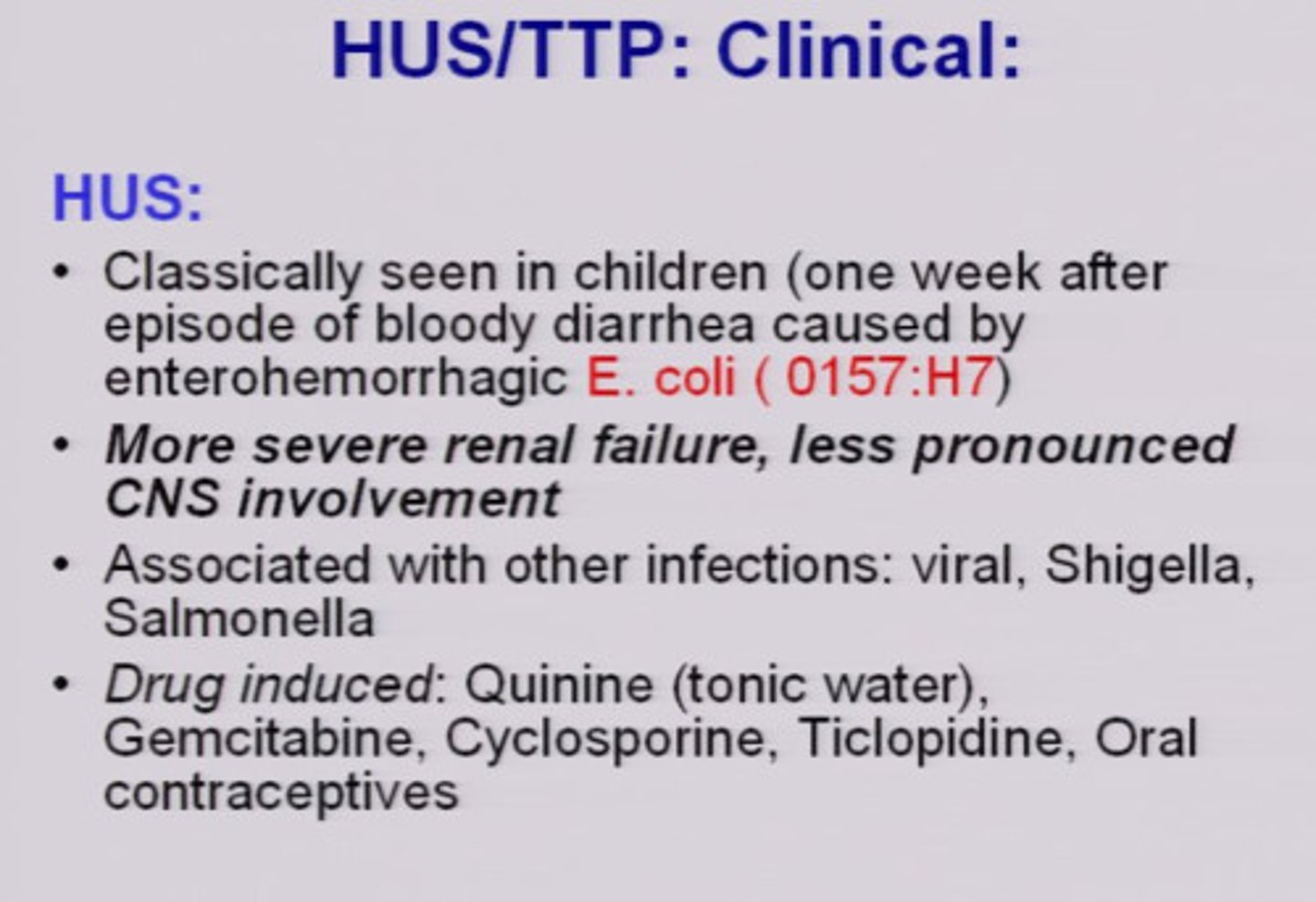 <p>life threatening complication of e. coli diarrhea</p>