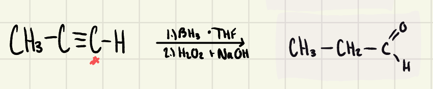 <p>aldehyde: Hydroboratic-oxidation</p>