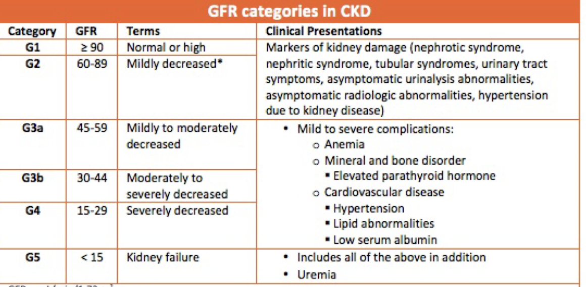 <p>When to refer to <strong>nephrology</strong> for chronic kidney disease (CKD) patients?<br>→ nephrology manages transition through end-stage renal disease (stages 3b-5)</p>