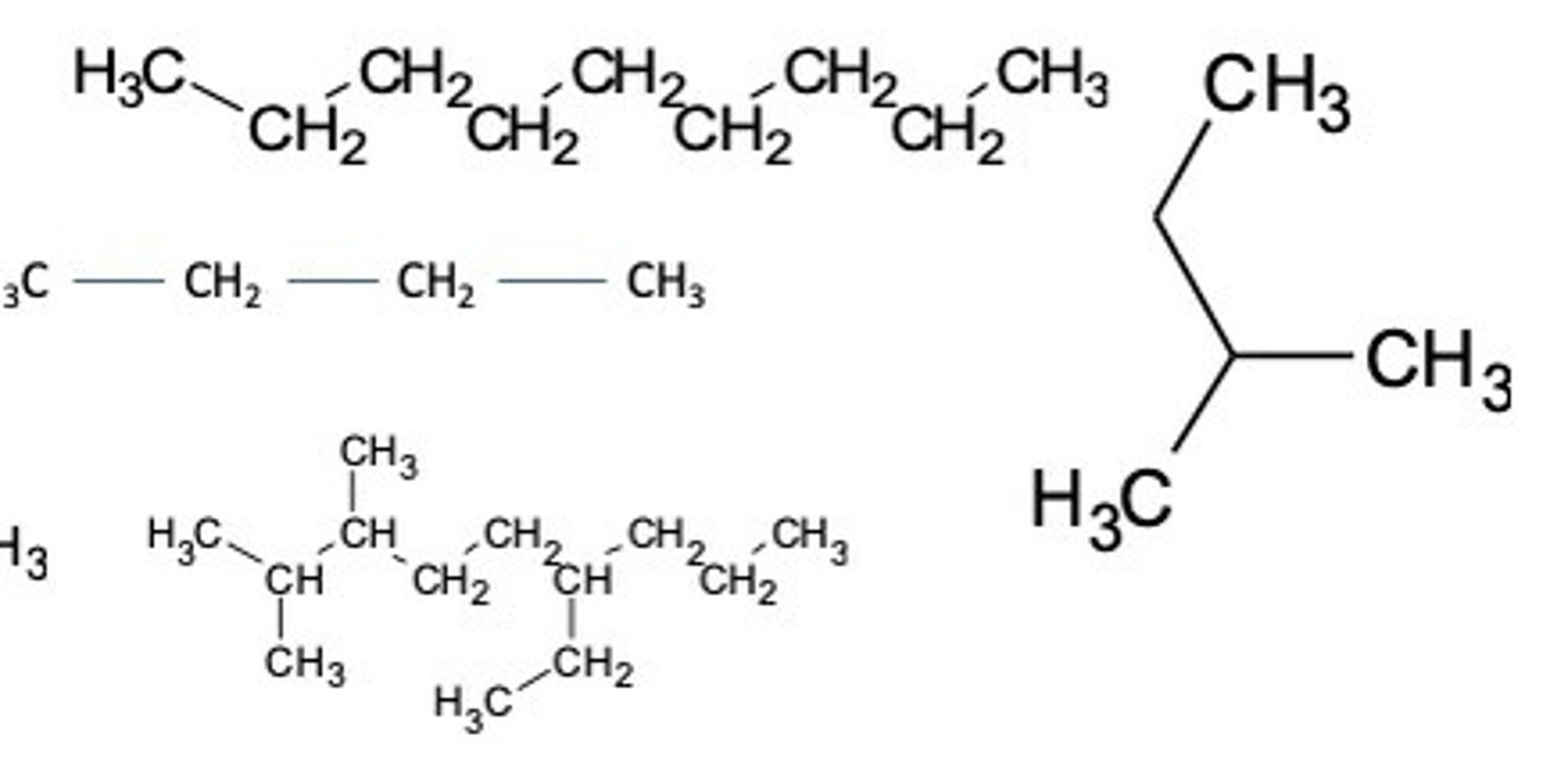 <p>A structural formula uses groups of atoms to show structure. Often the bonds between the carbons are drawn but the others are not.</p>