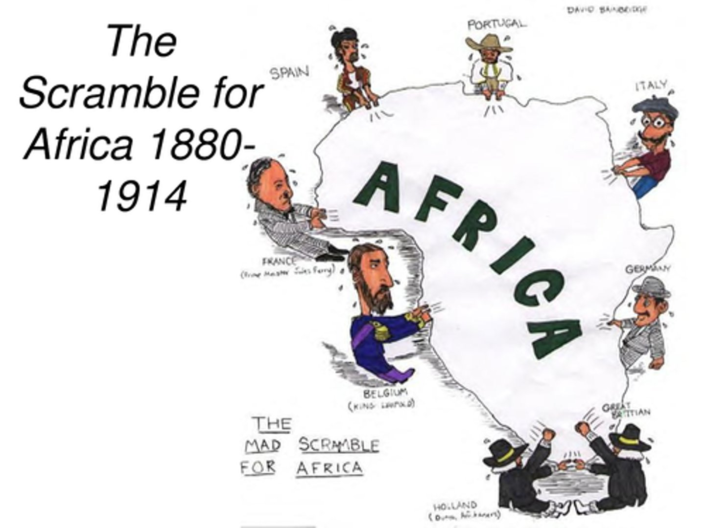 <p>A term used to describe the period of intense European colonization of Africa between the late 19th and early 20th centuries, culminating after the Berlin Conference (1884-1885). European powers competed to claim territories in Africa for resources, strategic military advantage, and economic opportunities, often disregarding indigenous rights and causing lasting socio-political effects.</p>