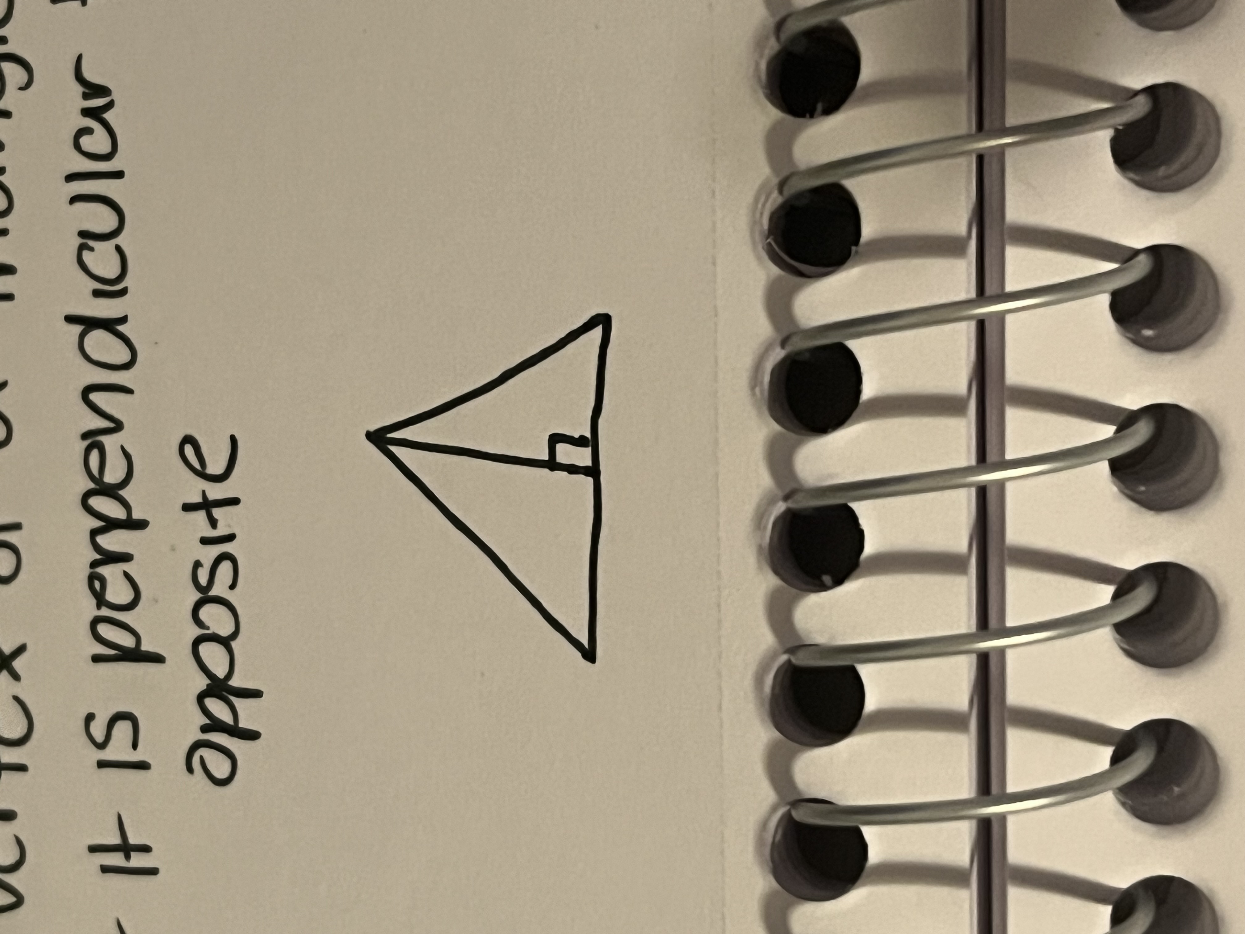 <p>A line segment drawn from the vertex of a triangle such that it is perpendicular to the opposite</p>