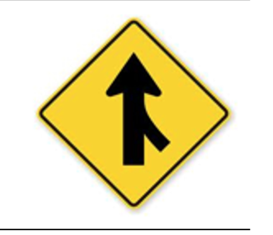 <p>What does a Merging Traffic sign indicate?</p>