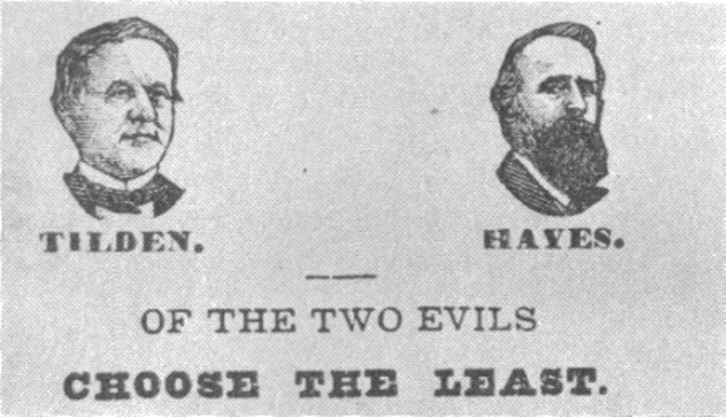 <p>What event ended reconstruction because neither candidate had an electoral majority? The Democrat Sam Tilden loses the election to Rutherford B Hayes, Republican, was elected, and then ended reconstruction as he secretly promised.</p>