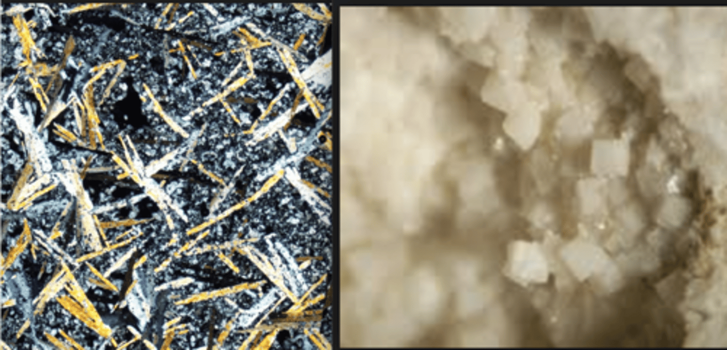 <p>Hexagonal.<br>Tabular, massive, disseminated. <br>H = 4<br>SG = 2.6-2.8<br>Vitreous-pearly (crystals), earthy (massive) luster.<br>Transparent to translucent. <br>Color = white, gray, reddish.<br>Difficult to distinguish from limestone/dolostone.<br>Alumstone.<br>Formed by H2SO4 acting on K-feldspar-rich rocks.</p>
