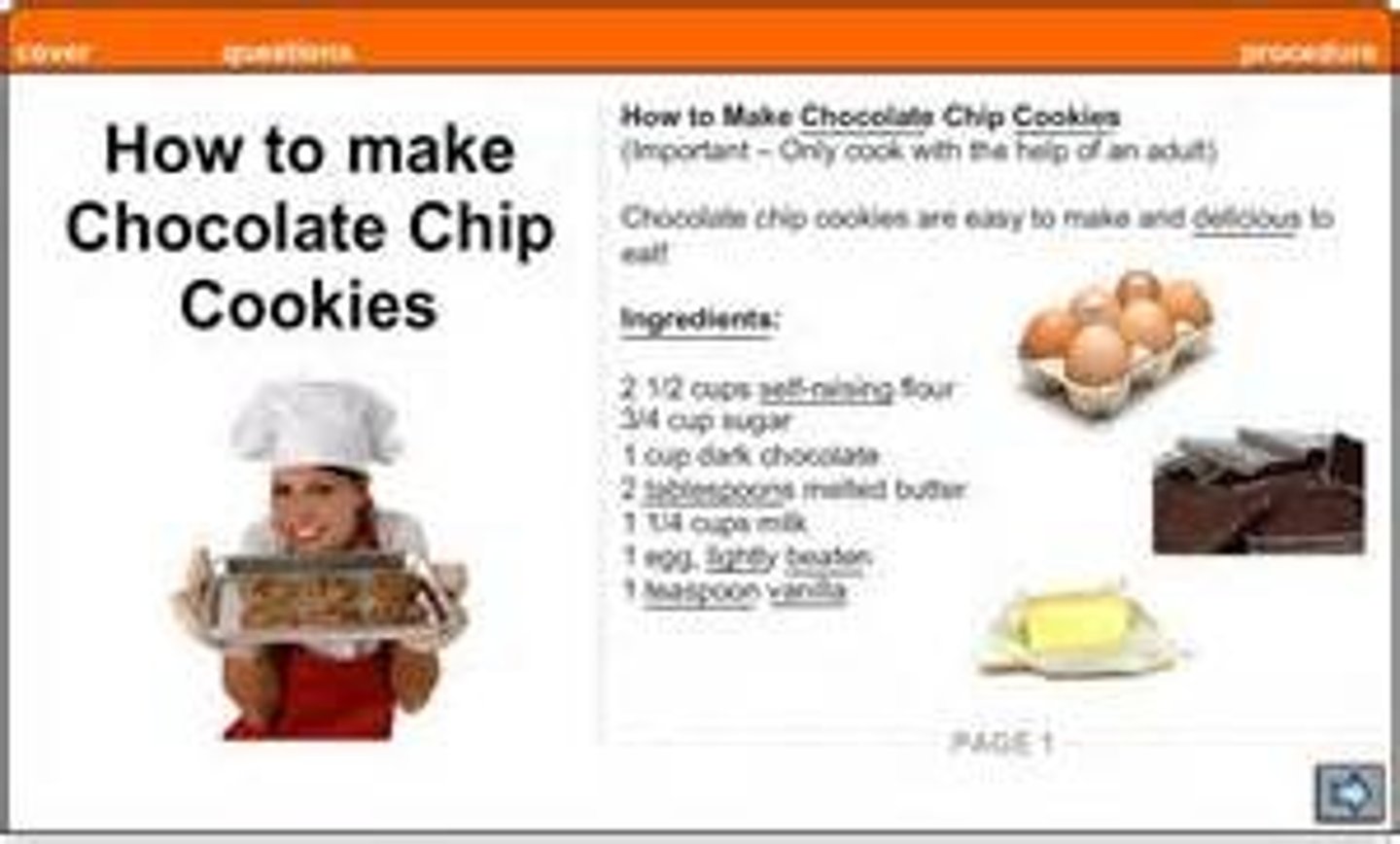 <p>The step by step directions for the experiment</p>
