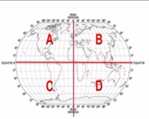 <p>Which quadrant would the coordinates <strong><mark data-color="#b500ff" style="background-color: #b500ff; color: inherit">(24n, 45w)</mark></strong> be in</p>