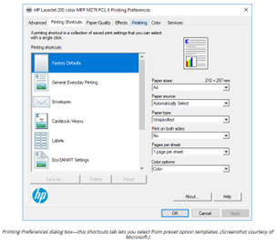 <p>Printer Preferences</p>