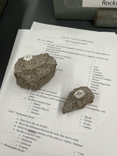 <ul><li><p>Aphanitic/crystalline</p></li><li><p>Felsic, light grey</p></li><li><p>Extrusive </p></li><li><p>Fine-grained </p></li></ul>