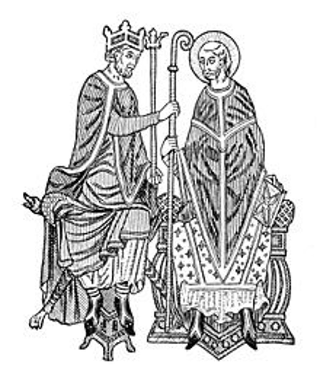 <p>A dispute over whether a secular leader, rather than the pope, could invest bishops with the symbols of office.</p>