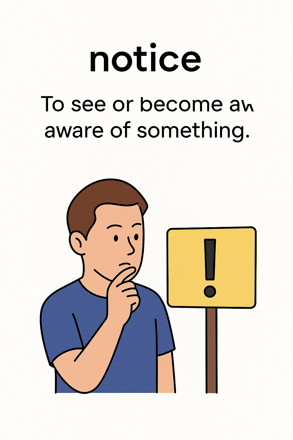<p><span>To see or become aware of something.</span></p>