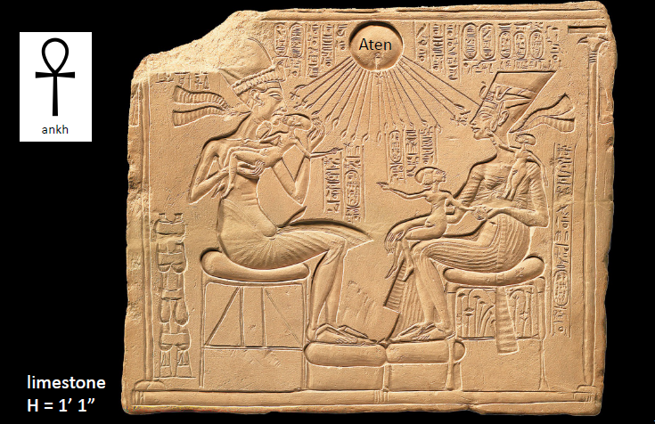 <p><strong>Akhenaten and Family Altar Stele</strong> (The Amarna Period)</p>