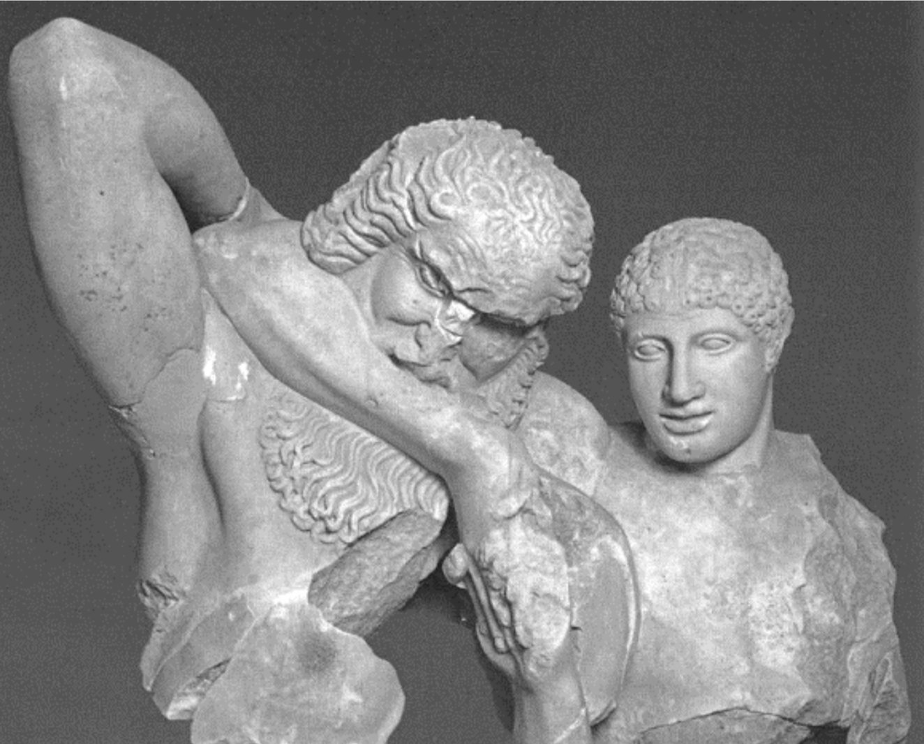 <p>How is detail and narrative created in this part of the west pediment? Is it even effective? (5 POINTS)</p>