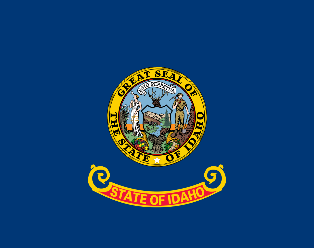 <p>Blue background with emblem</p>
