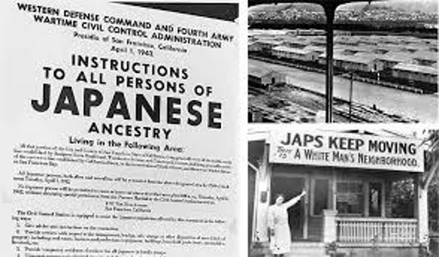 <p>allowed the U.S. military to place Japanese-Americans in concentration camps within the U.S.</p>