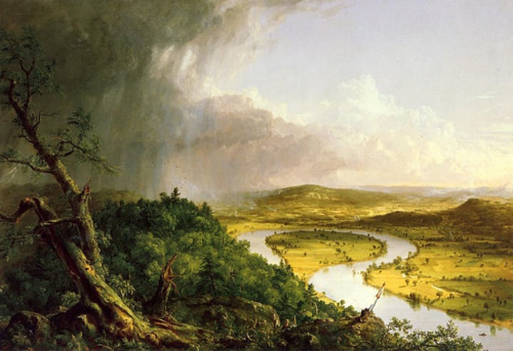 <p>Thomas Cole, 1836, Romanticism, United States(View from Mount Holyoke), oil on canvas.</p>