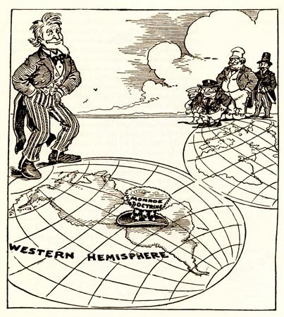 <ul><li><p>forbids any future European colonization in W. Hemisphere, MAJOR step for U.S. powers</p></li></ul><p>20th century, Spanish America, Panama Canal, blocks Soviet ships from Cuba</p>