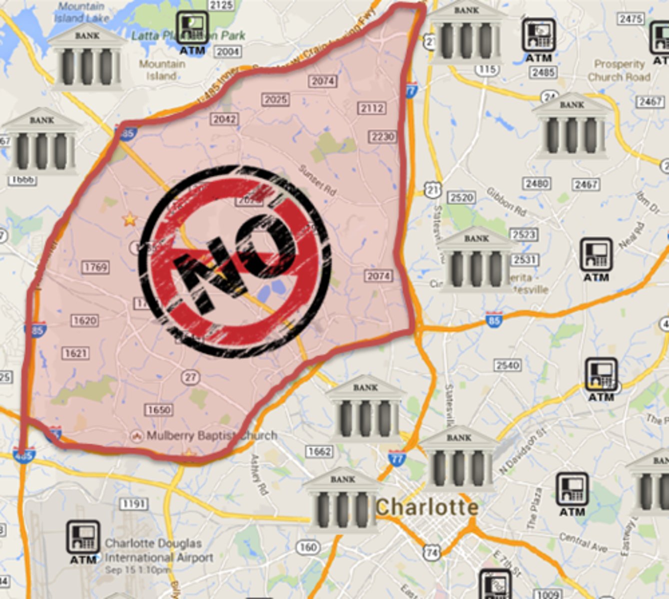 <p>The practice of identifying high-risk neighborhoods on a city map and refusing to lend money to people who wanted to buy property in those neighborhoods.</p>