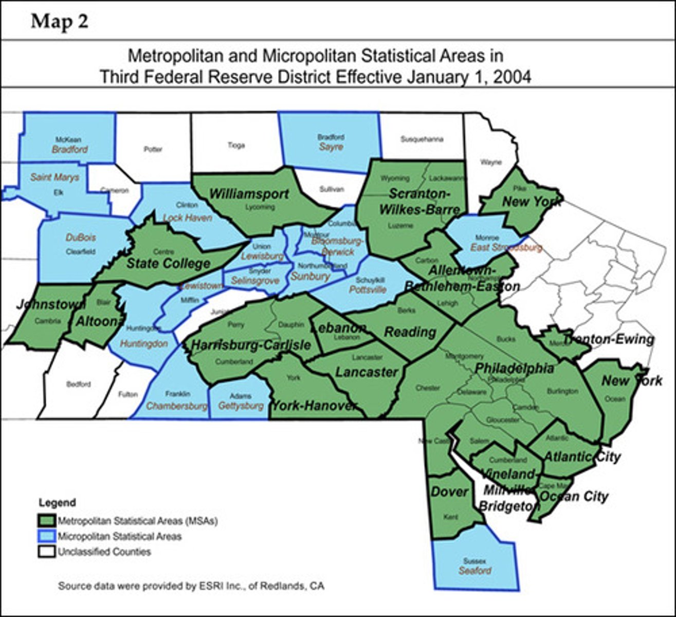 <p>An urbanized area of between 10,000 and 50,000 inhabitants, the county in which it is found, and adjacent counties tied to the city.</p>