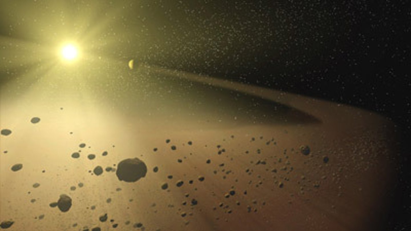 <p>a small rocky body orbiting the sun</p>