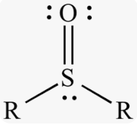 <p><span>sulfur atom bonded to one oxygen atom and two carbon atoms</span></p>