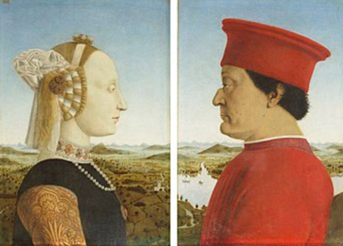 <p>Pierro della Francesca, _________________, c. 1472-1472, tempera and oil on panel, Galleria degli Uffizi, Florence, Italy</p>