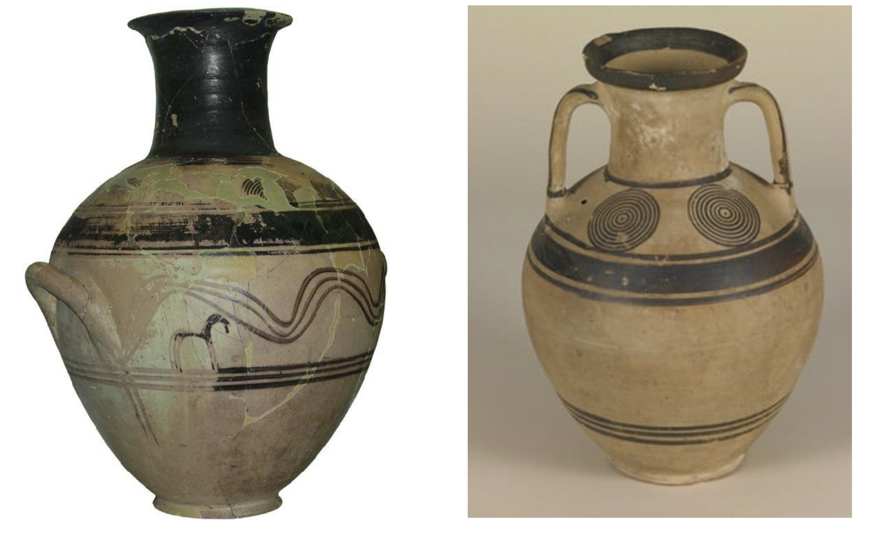 1050-900 BC; circles/curves painted w multiple brushes; usually don’t see animal/human figures