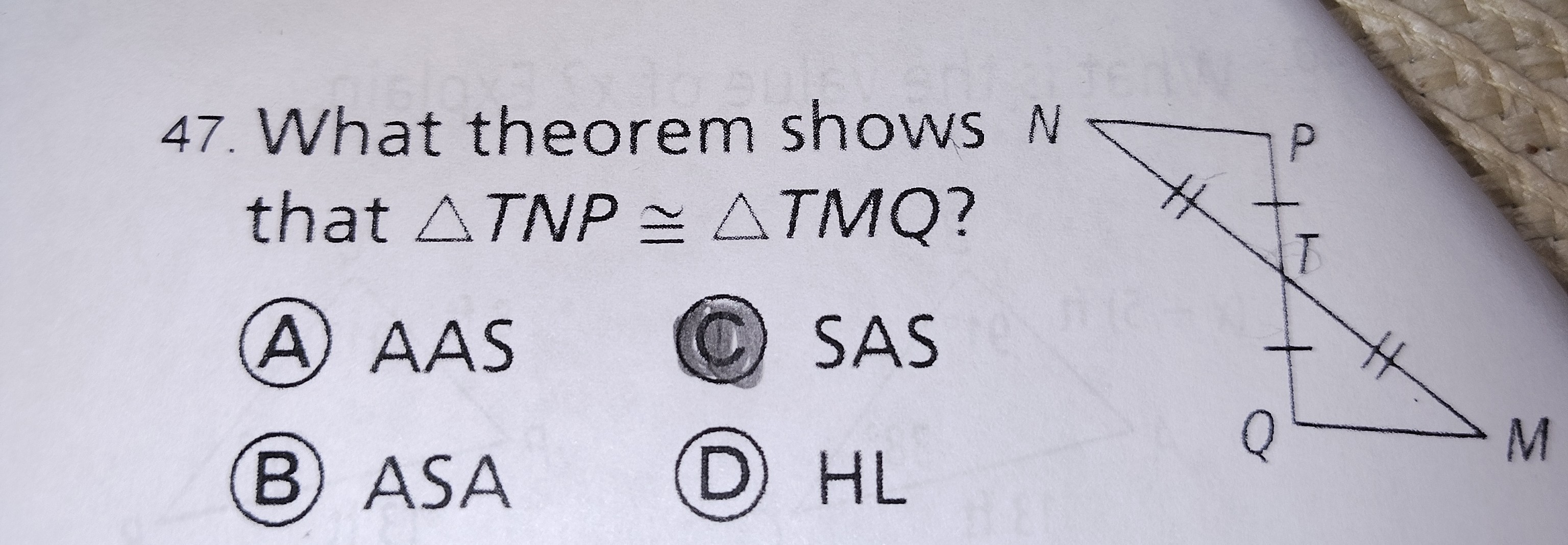 <p>What theorem show that ∆TNP≈∆TMQ?</p>