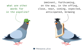 <p><span>something that is <strong>~</strong> is being discussed, planned or prepared and will happen or exist soon</span></p><ul><li><p><span><em>Important new laws are already _.</em></span></p></li></ul><p>~ <strong><em>đang được giải quyết, đang trên đường vận chuyển</em></strong><span> (hàng hoá..)</span></p>