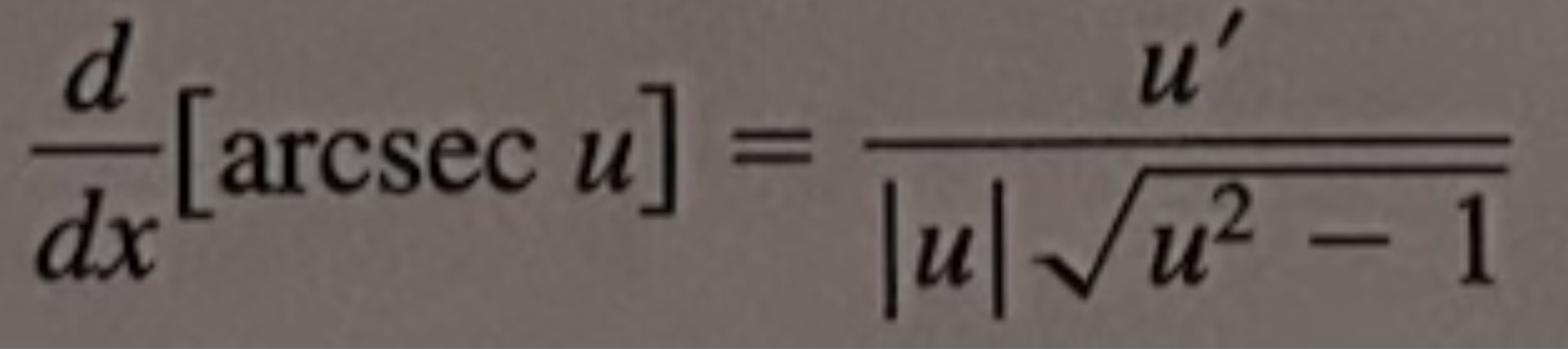 <p>u′/(|u|√(u² − 1))</p>