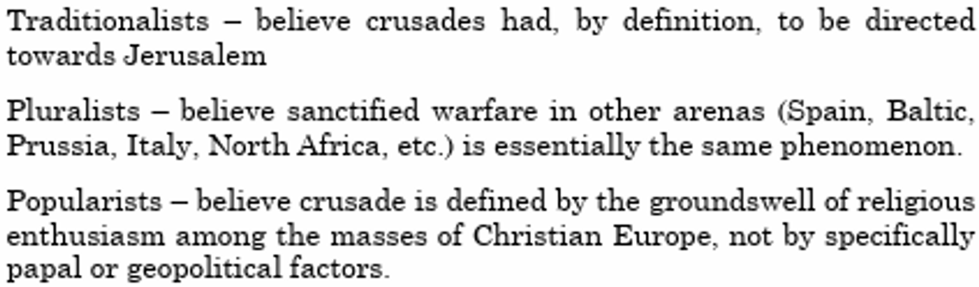 <p>Most now = pluralists</p><p>Popularists = most import. is the motivation: ulitim. aim to eradicate Muslims (rid world enemies Christianity) is defining factor, not location</p>