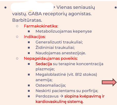 <p>Vienas seniausių vaistų. GABA receptorių agonistas. Barbitūratas.</p>