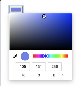 <p>user is allowed to pick a color with a colorpicker provided</p>
