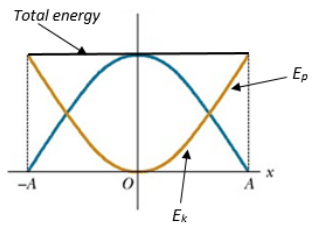 <p>energy is exchanged between these forms, where the maximum KE (and no PE) occurs at the equilibrium point and the maximum PE (and no KE) occurs at the amplitude positions<br />
total energy is conserved when damping is ignored</p>