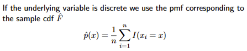 <p>You need the summation so you can scan the whole dataset and see how many xi’s are equal to x. Then you add that number up and divide by n to determine the probability of x occurring. </p>