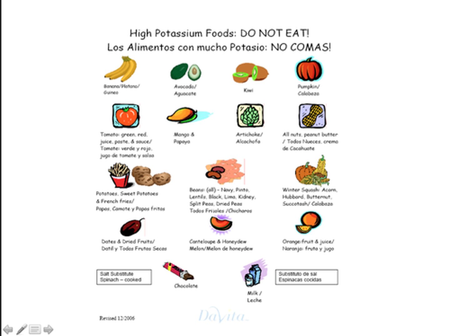 <p>fruits (bananas, oranges, cantaloupe), vegetables (potatoes, spinach, tomatoes), legumes, nuts, and dairy products.</p>