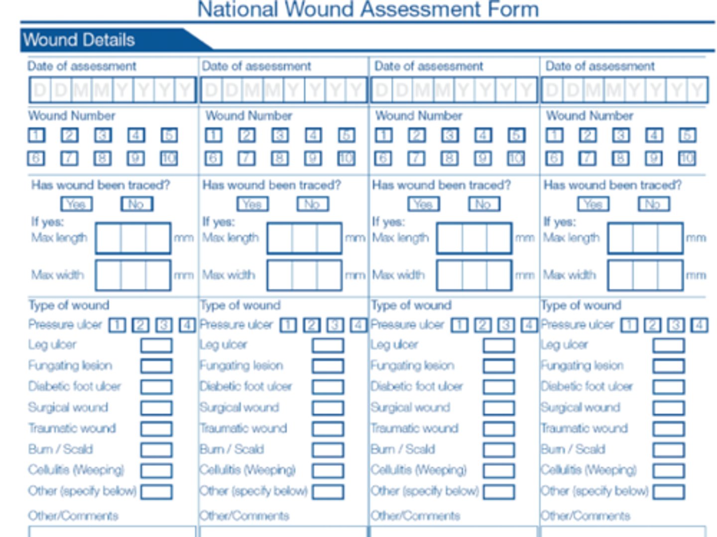 <p>1) National Wound Assessment Form</p><p>(every discipline uses - including PT)</p><p>2) Braden Scale</p><p>(nursing documentation - pressure ulcers)</p>
