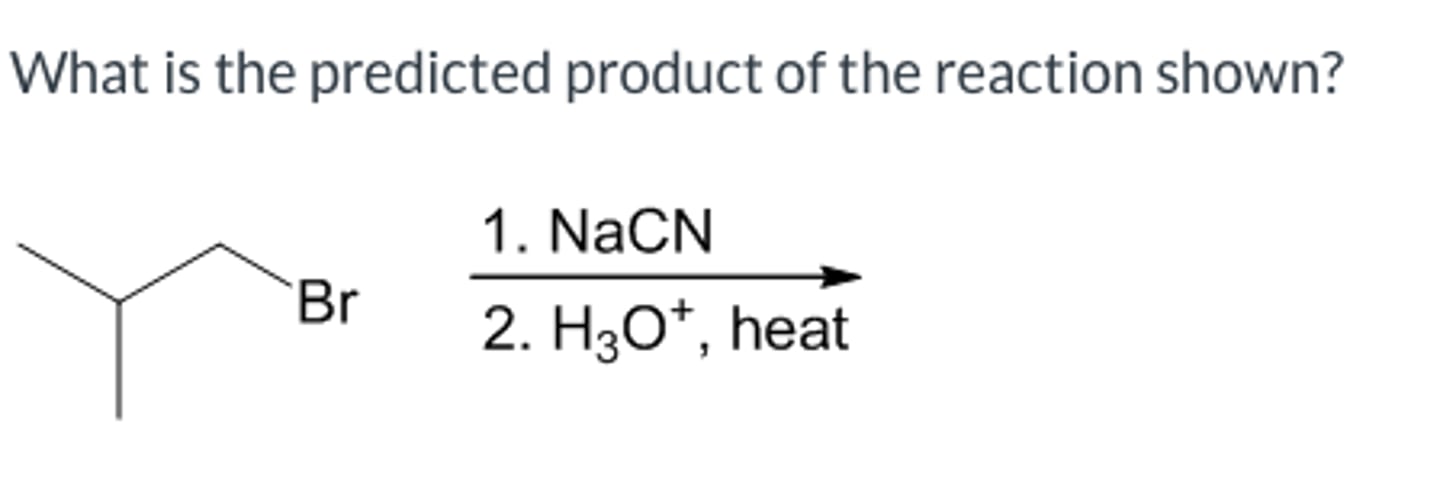 <p>What is the predicted product of the reaction shown?</p>