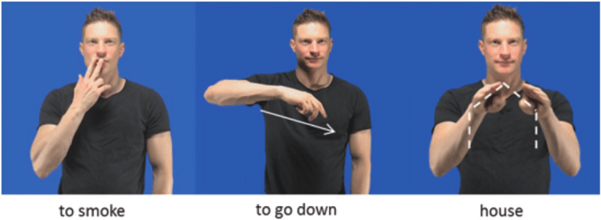 <p>A gesture that <strong>visually represents something real</strong> — like the shape, size, or movement of an object or action <em>(Example: tracing a circle in the air to show a ball.)</em></p>