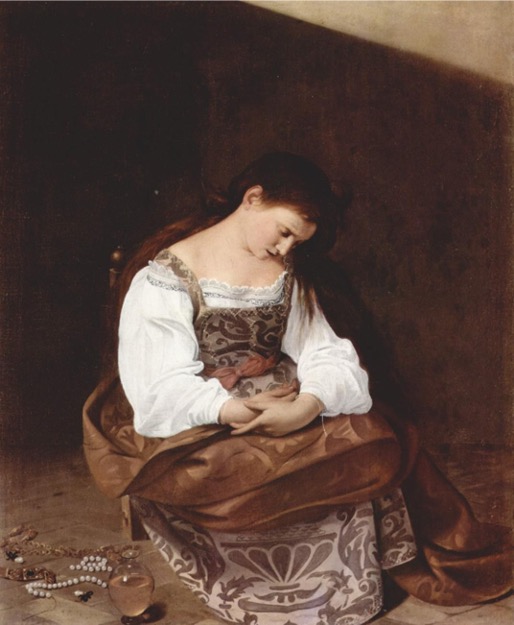 <p><strong>Madalena Penitente</strong></p><p><strong>Georges de la Tour</strong></p><p><strong>c. 1640</strong></p><ul><li><p>Caravaggio que influencia também pelos seus temas mais refletivos (“quiet”)</p></li><li><p>Influência Direta na pintura <em>Madalena Penitente</em> de Caravaggio</p></li><li><p>Uma das 5 versões conhecidas de George de la Tour da Madalena Penitente. </p></li></ul><p><a target="_blank" rel="noopener noreferrer nofollow" class="link" href="https://www.metmuseum.org/art/collection/search/436839" data-prevent-progress="true">https://www.metmuseum.org/art/collection/search/436839</a></p><p>“With its extreme contrasts of candlelight and shadow, pared-down geometry, and meditative mood, this painting exemplifies La Tour’s painting at its most accomplished and characteristic. These visual qualities were a powerful countertrend to Baroque painting’s typical pomp and showiness. A native of the duchy of Lorraine in eastern present-day France, La Tour was indebted to Caravaggesque painting, but tended toward even more simplified forms. The quiet atmosphere of this painting perfectly fits the subject, Mary Magdalen, who renounced the pleasures of the flesh for a life of penance and contemplation. She is shown with a mirror, symbol of vanity; a skull, emblem of mortality; and a candle that probably references her spiritual enlightenment.”</p><p></p>