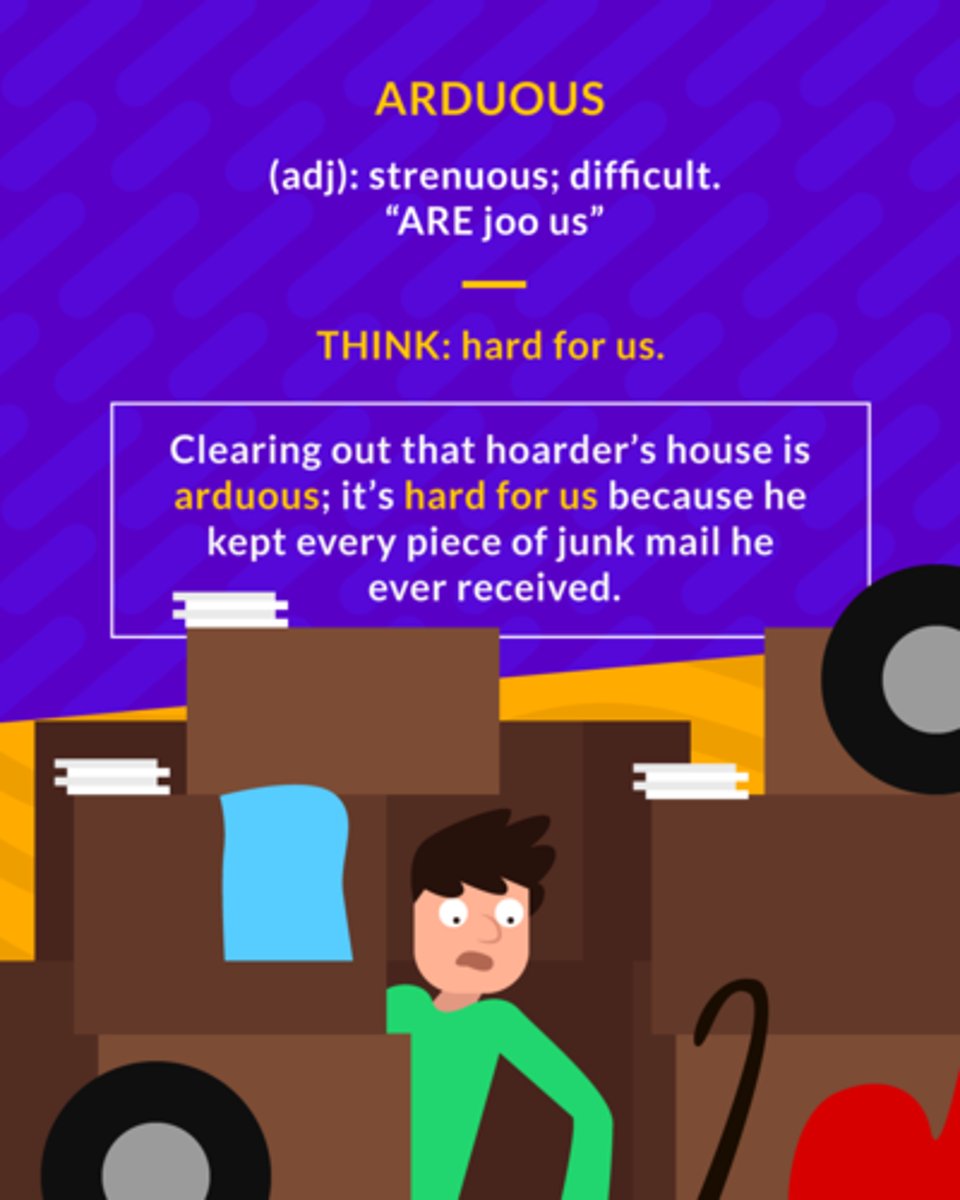 <p>(adj.) difficult; requiring much effort; strenuous</p>