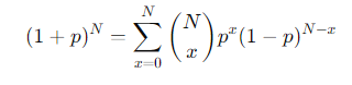 <p>This shows that the sum of the probabilities in a binomial distribution is equal to 1.</p>