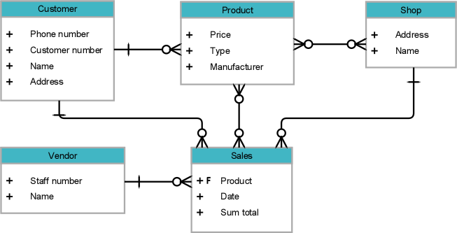 <p>Shows how data is organised with entities, atribute and relationships (Like a shop can have many sales)</p>